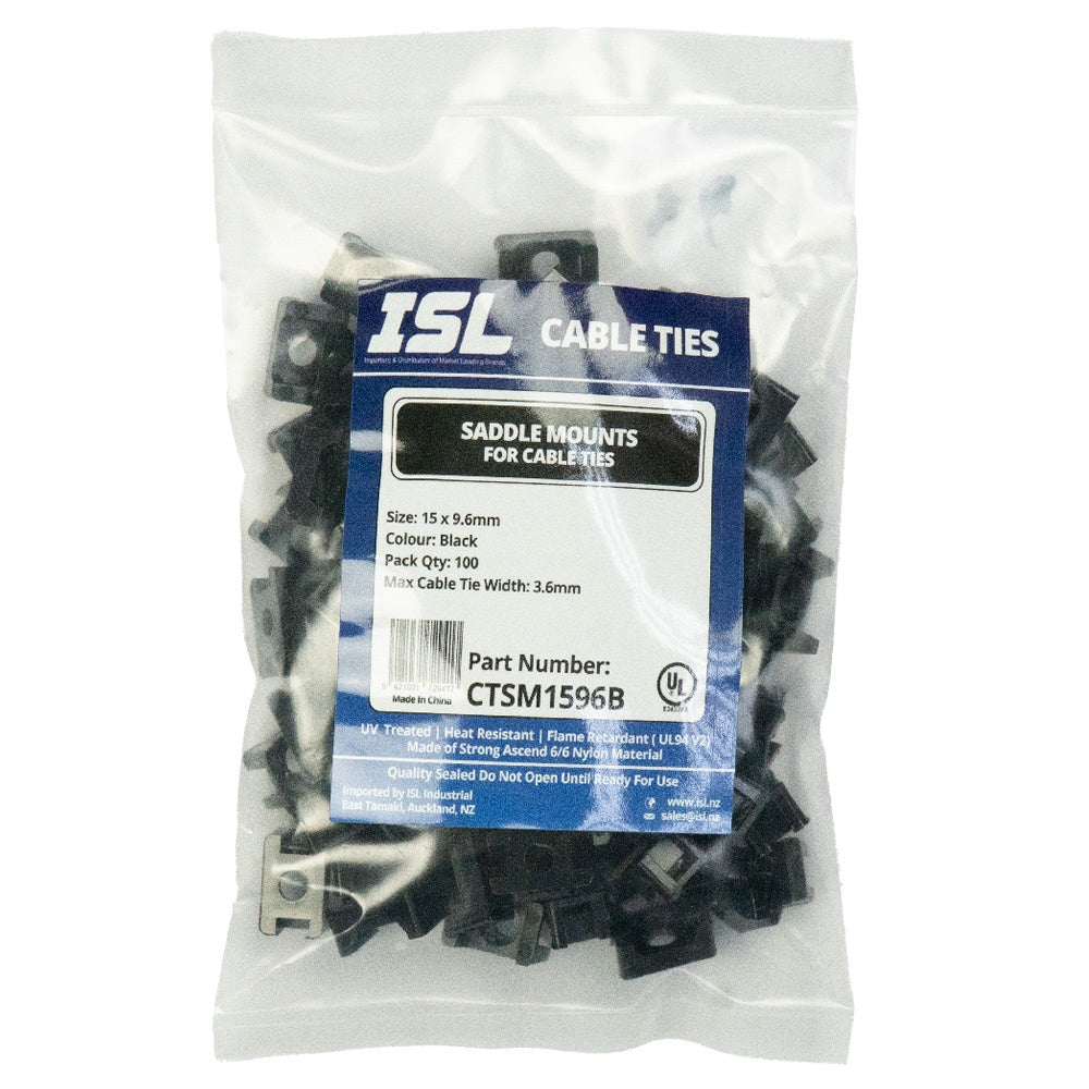 ISL 15 x 9.6mm Saddle Mount - Black - 100pk
