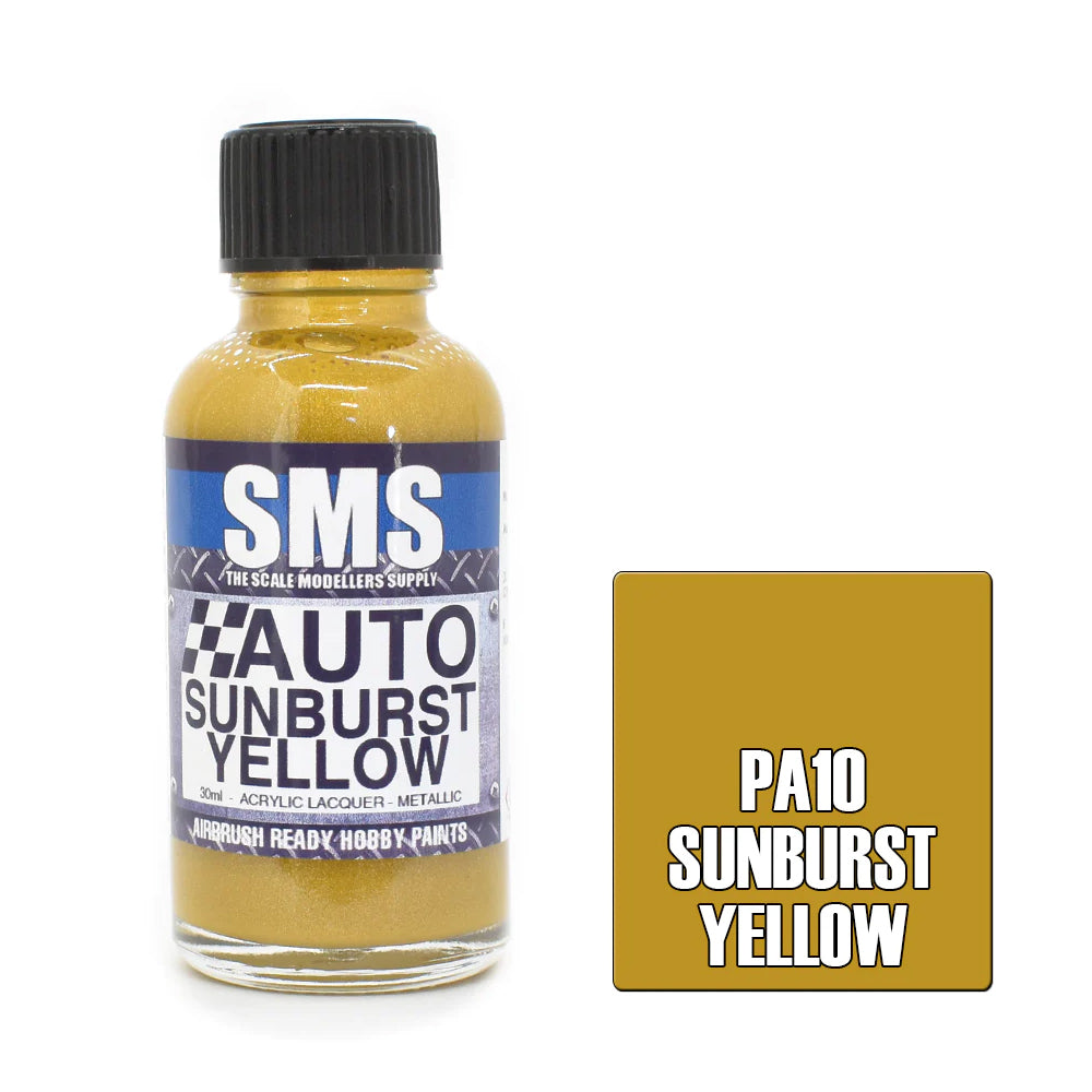 SMS Airbrush paint 30Ml Auto Sunburst Yellow Scale Modellers Supply