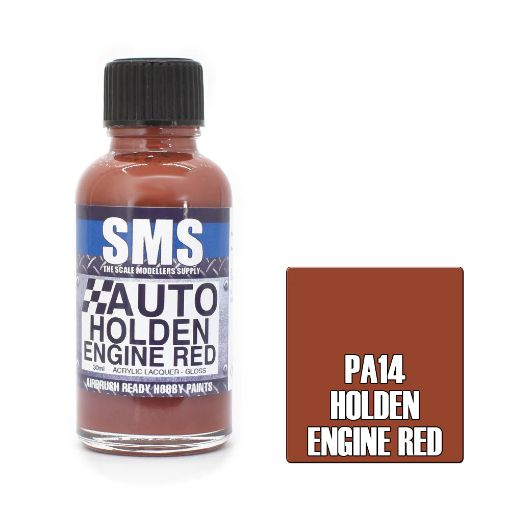 SMS Airbrush paint 30Ml Auto Colour Holden Engine Red Scale Modellers Supply