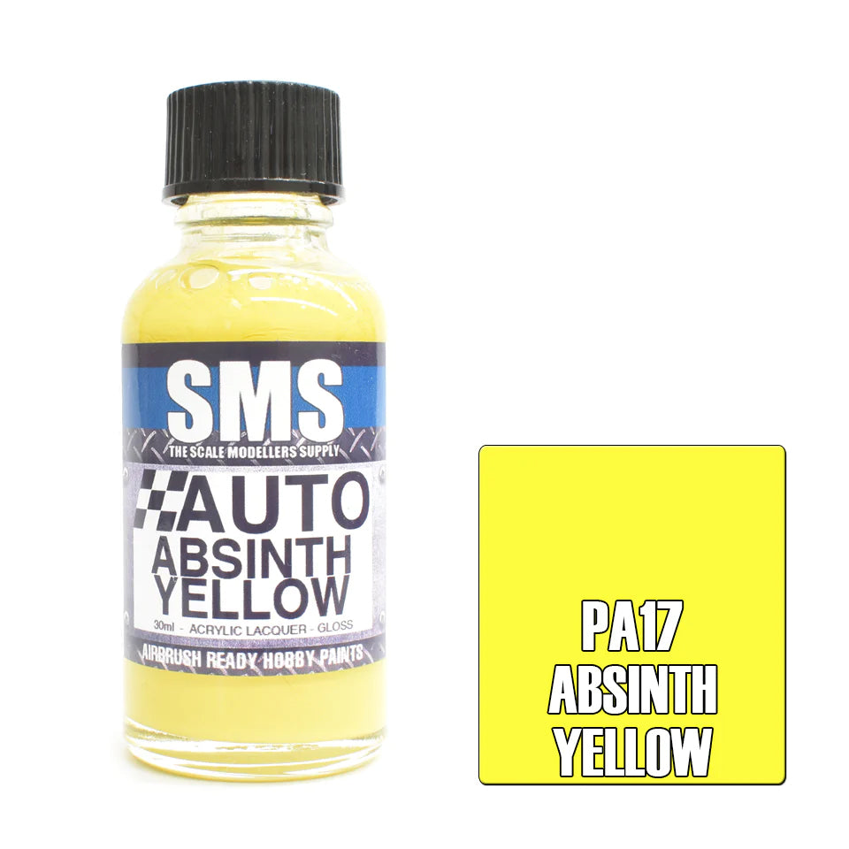 SMS Airbrush paint 30Ml Auto Colour Absinth Yellow Scale Modellers Supply