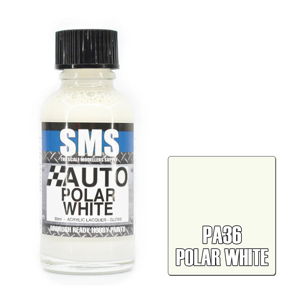SMS Airbrush paint 30Ml Polar White Acrylic Lacquer Scale Modellers Supply