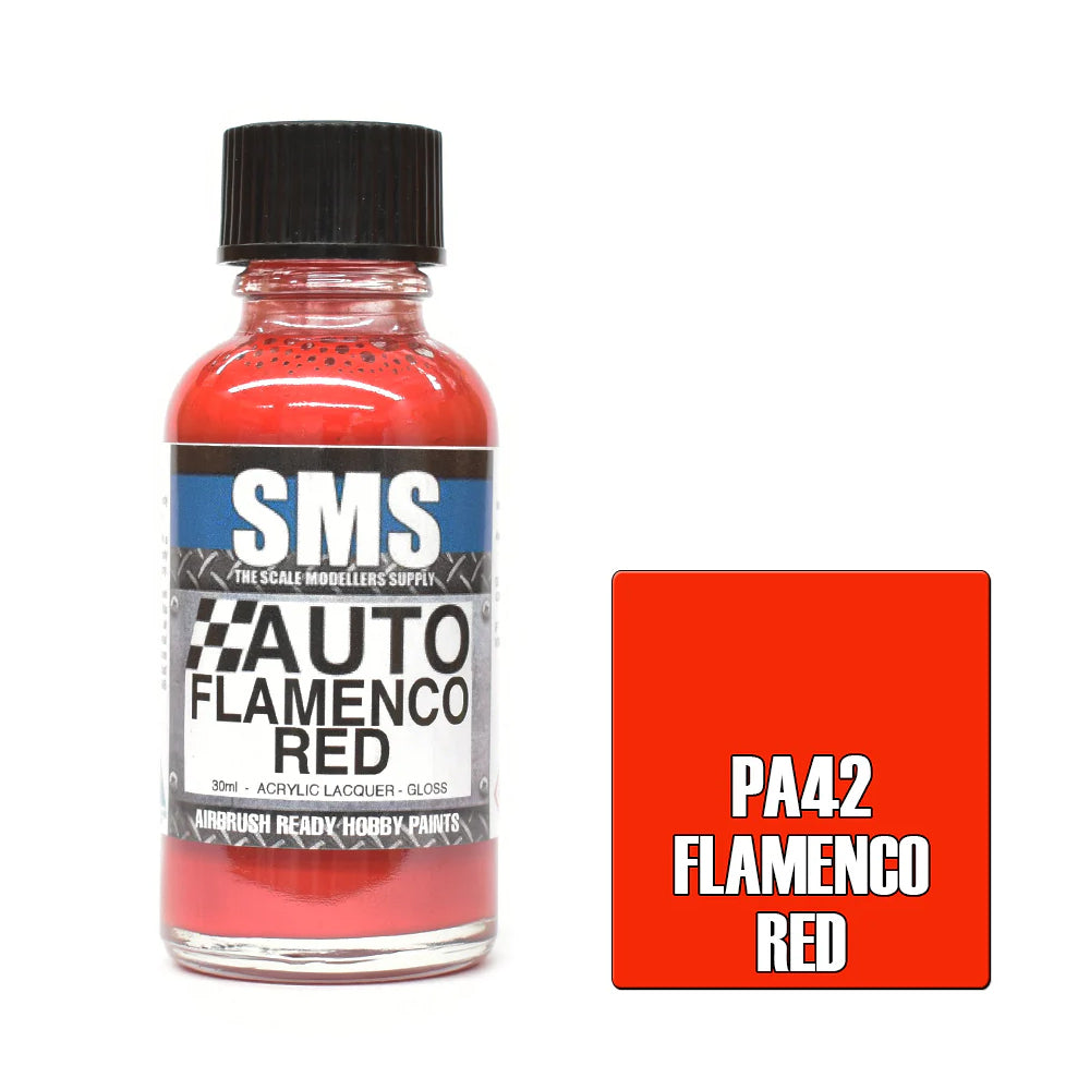 SMS Airbrush paint 30Ml Flamenco Red Acrylic Lacquer Scale Modellers Supply