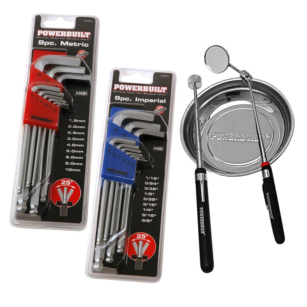 Powerbuilt 18Pc Hex Key Sets & inspection Tool Combo