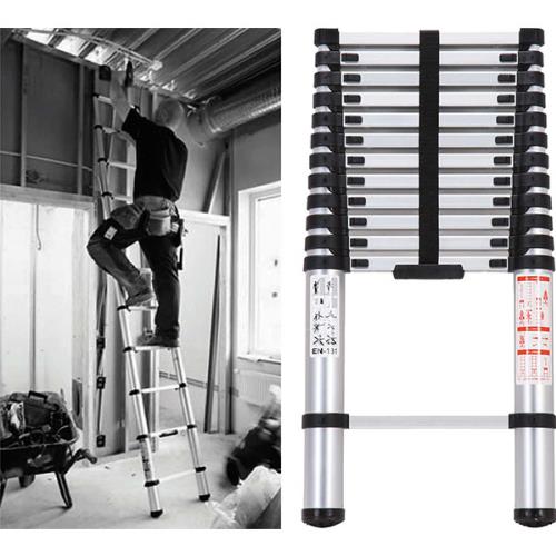 Proequip 3.8M Telescopic Aluminium Ladder 150Kg Cap.