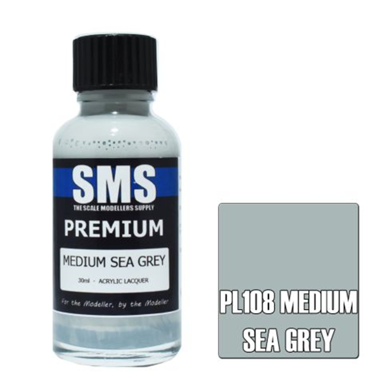 SMS Airbrush Paint 30ML PREMIUM MEDIUM SEA GREY ACRYLIC LACQUER