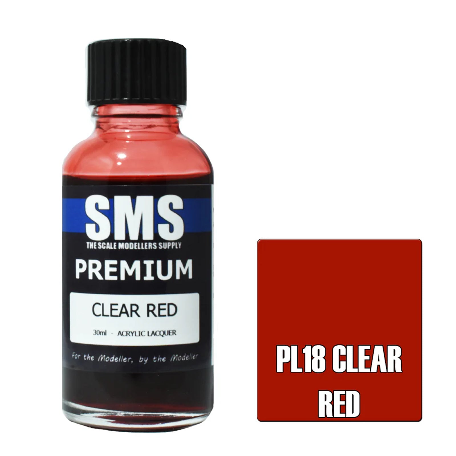 SMS Airbrush Paint 30ML PREMIUM CLEAR RED ACRYLIC LACQUER