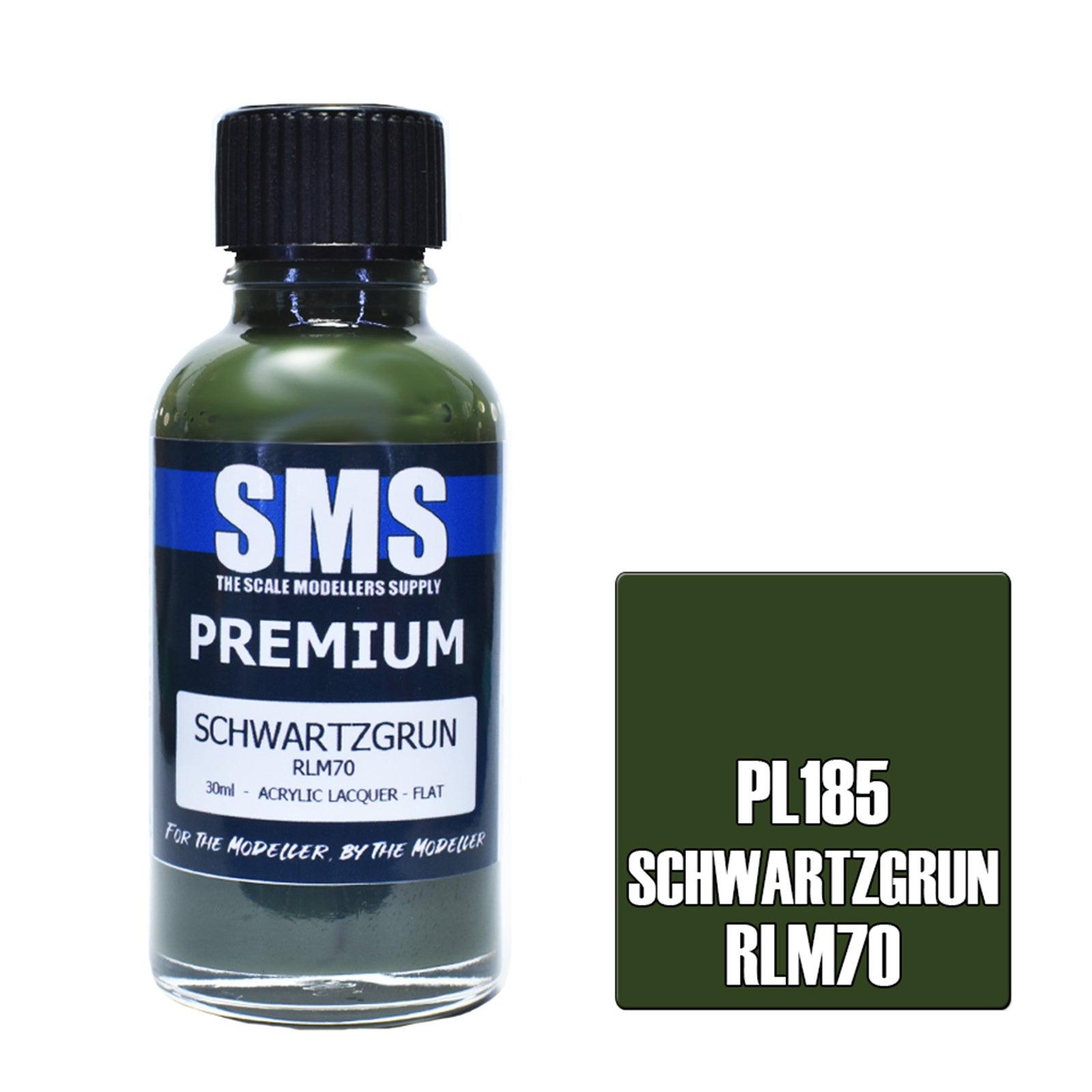 SMS Airbrush Paint 30ML PREMIUM SCHWARTZGRUN RLM70 ACRYLIC LACQUER