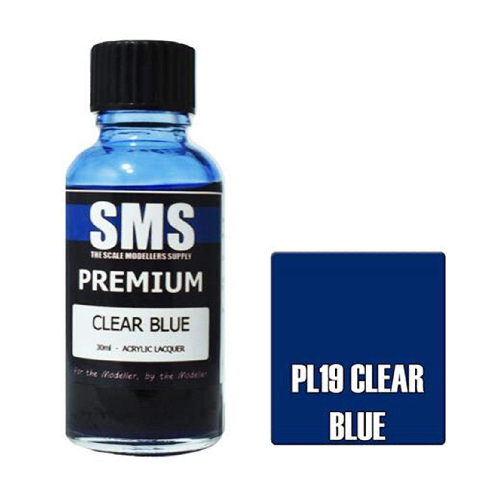 SMS Airbrush Paint 30ML PREMIUM CLEAR BLUE ACRYLIC LACQUER
