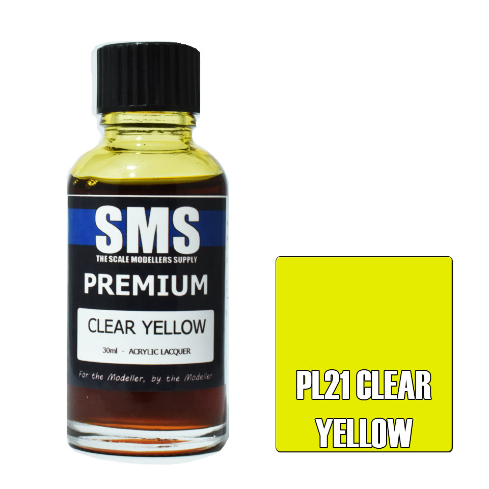 SMS Airbrush paint 30Ml Premium Clear Yellow Acrylic Lacquer Scale Modellers Supply
