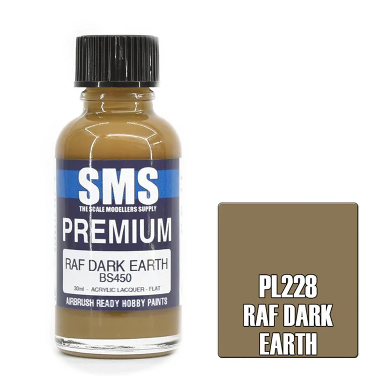 SMS Airbrush Paint 30ML RAF DARK EARTH PL228 ACRYLIC LACQUER