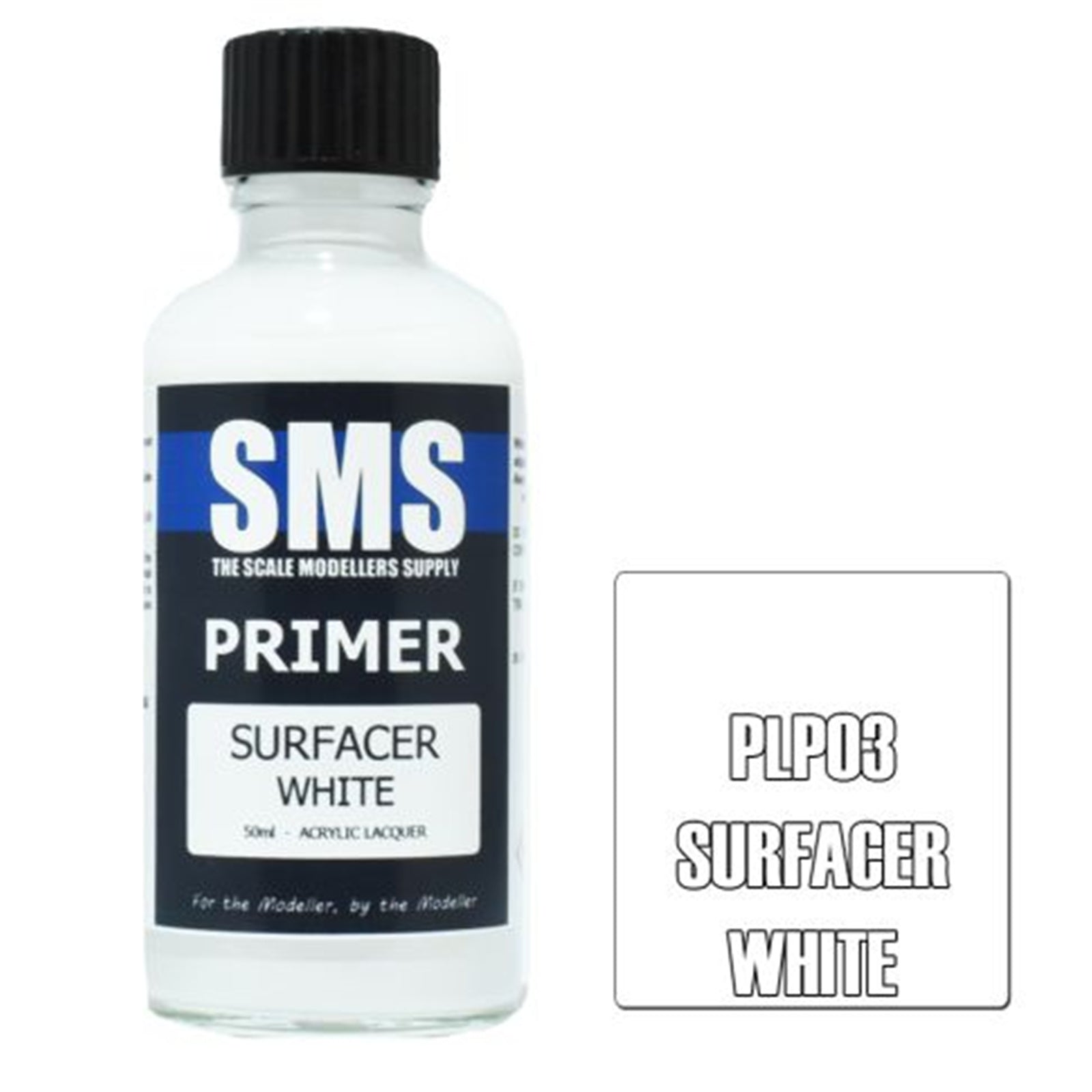 SMS Airbrush Paint 50ML PRIMER SURFACER WHITE ACRYLIC LACQUER