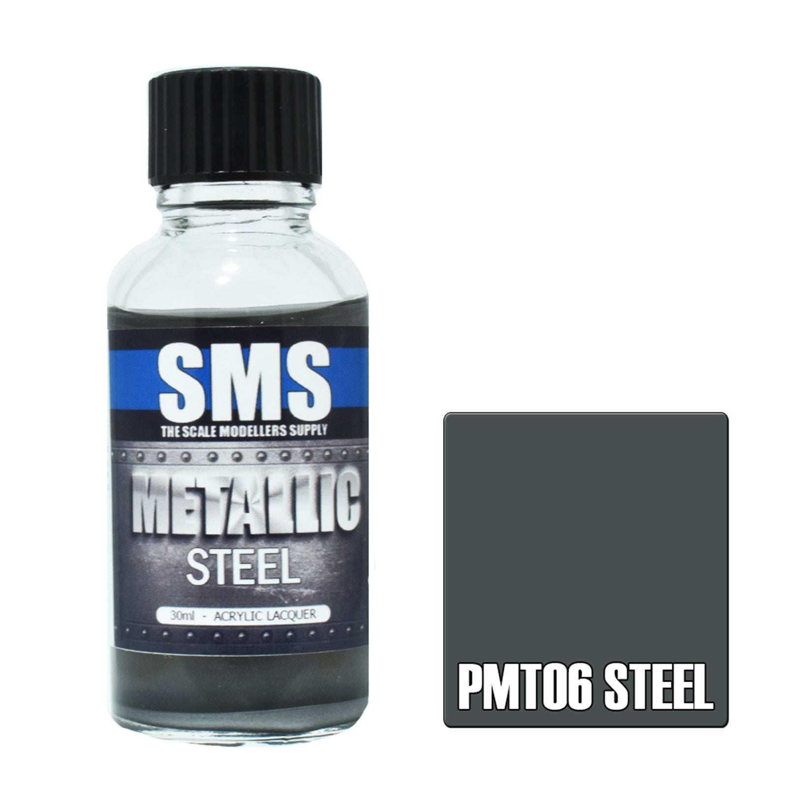 SMS Airbrush Paint 30ML METALLIC STEEL ACRYLIC LACQUER