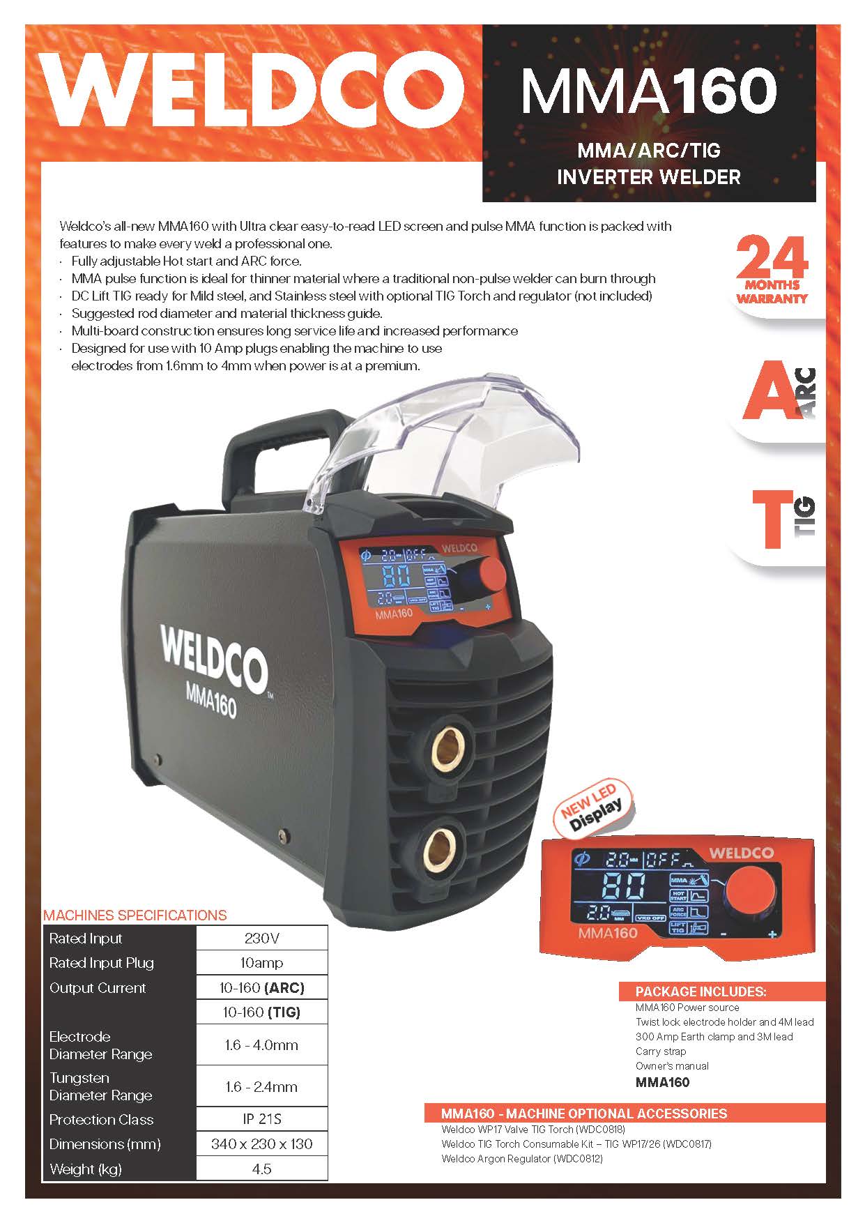 Weldco Welding Machine 160 MMA/TIG