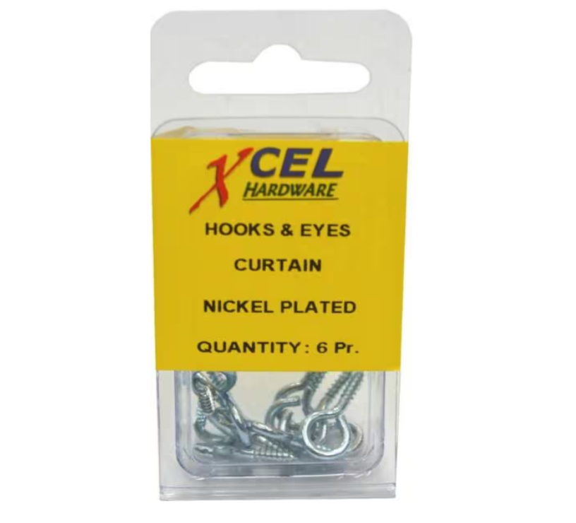 Prepax Curtain Wire Hooks & Eyes - (6/Hooks-6/Eyes)