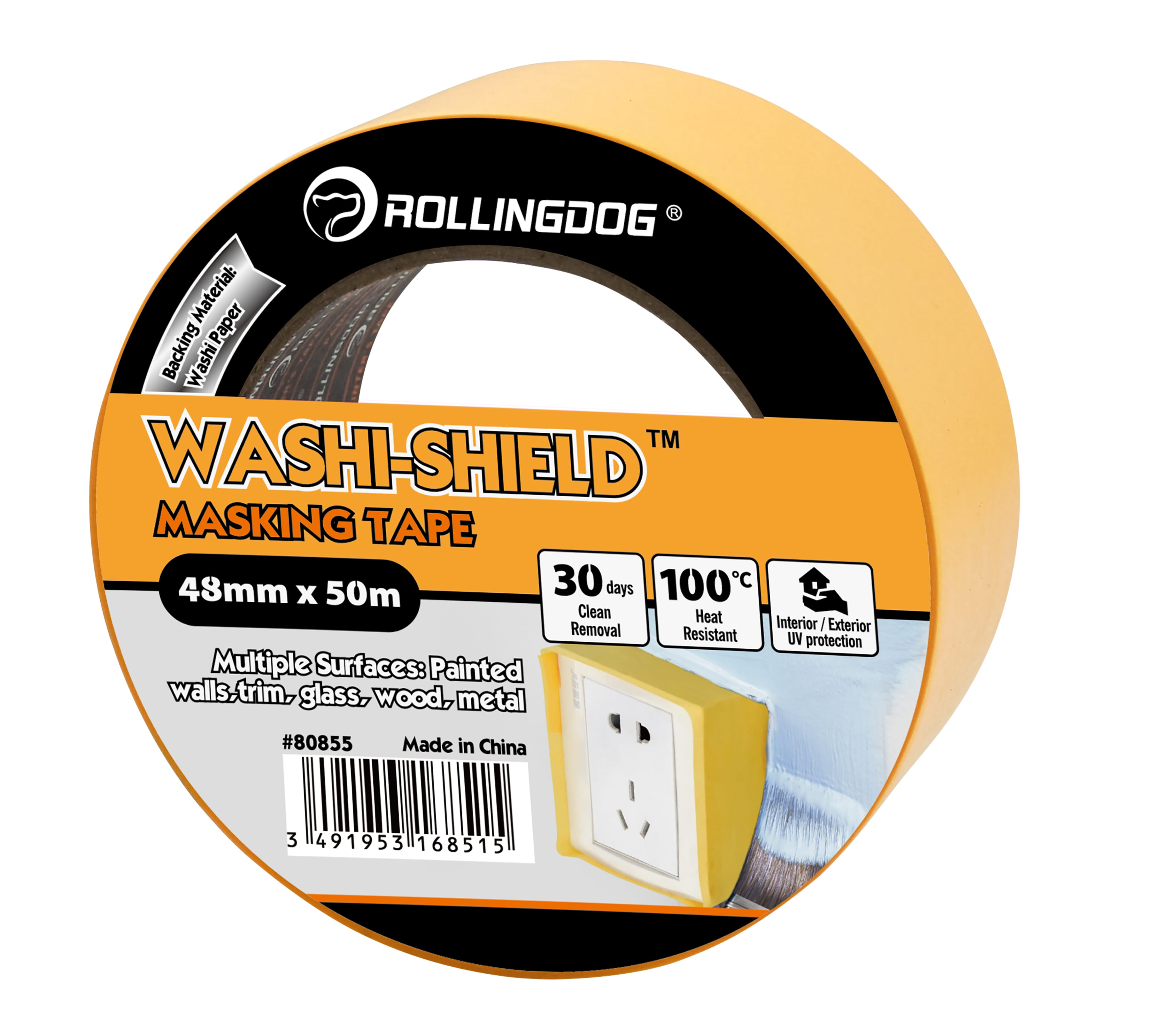 Rolling Dog Masking Tape Washi 50m Roll 48mm