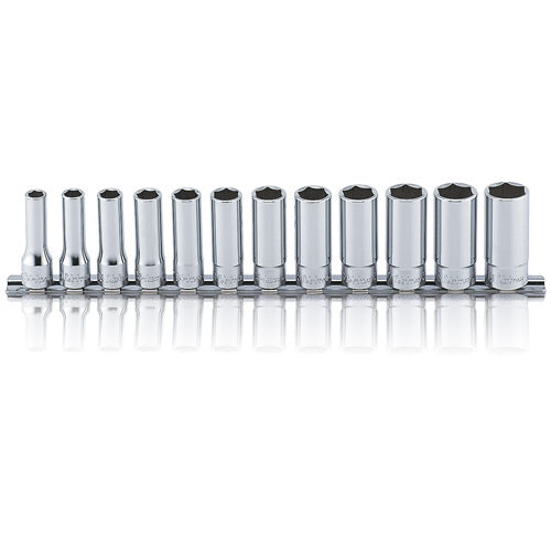 Koken RS3300M Deep Socket Set On Rail 6pt 12pc 3/8 in Dr 8-19mm