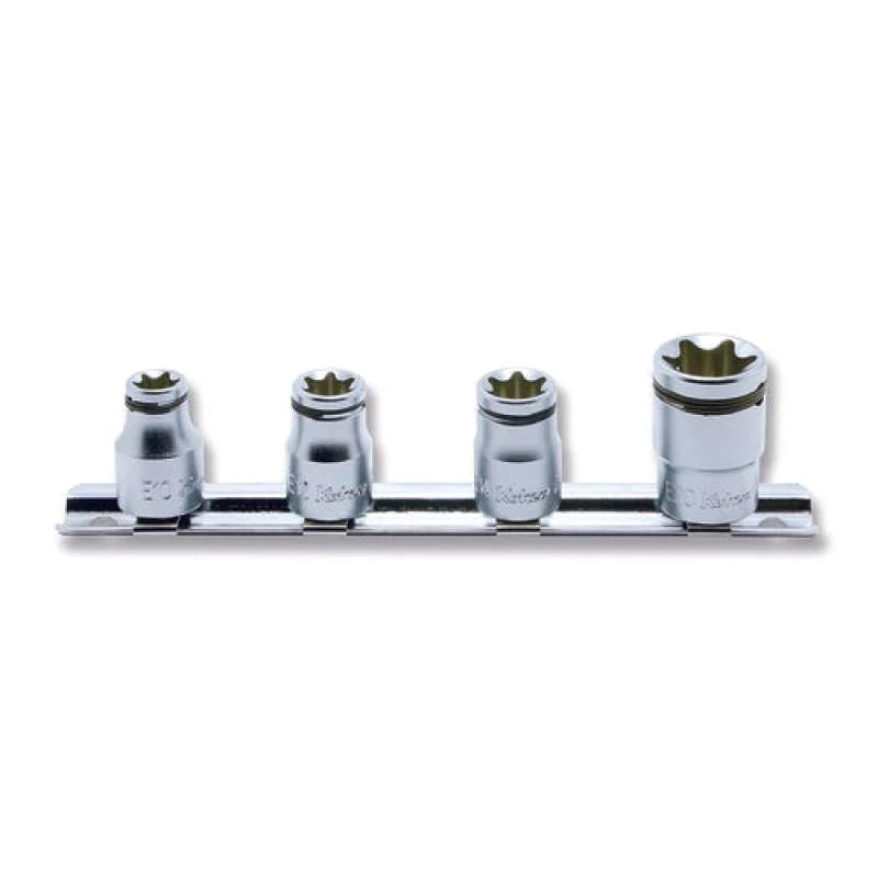 Koken 3/8" Dr Nut Grip Torx Socket Set On Rail - 4pc E10-E20