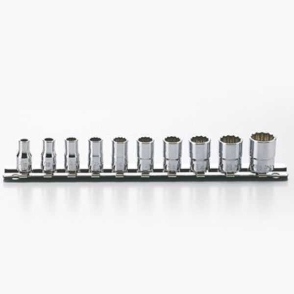 Koken RSAS2405A Socket Set AS954E On Rail 12pt 10pc 1/4 in Dr 3/16-9/16 in