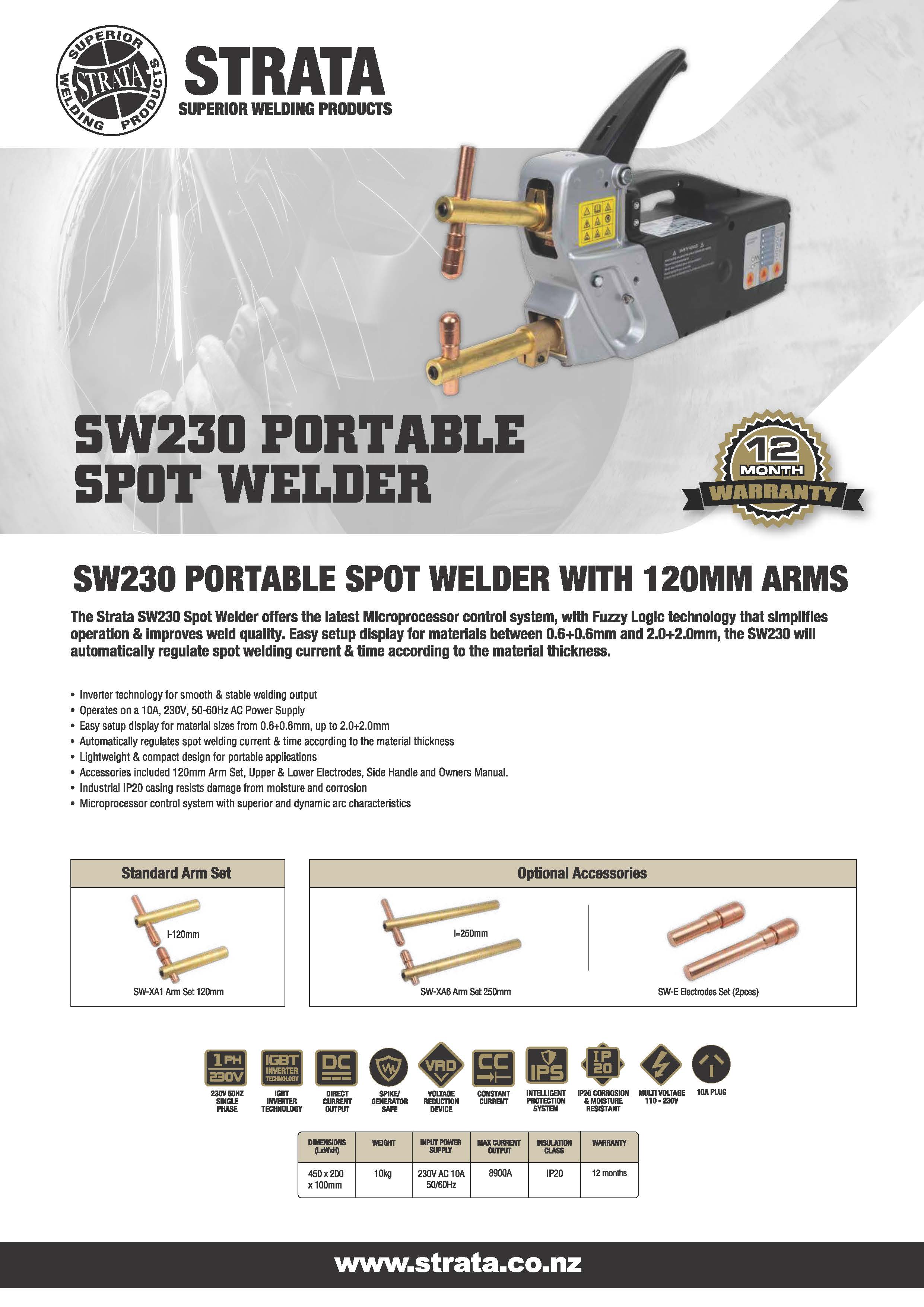 Strata Portable Spot Welder with 120mm Arms