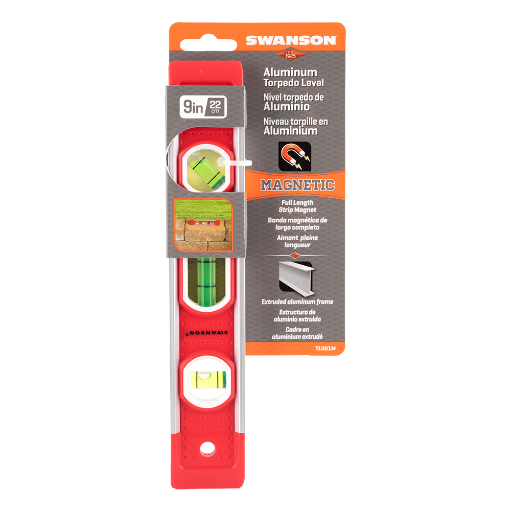 Swanson #TL001M MAGNETIC ALUMINIUM TORPEDO LEVEL - 229mm