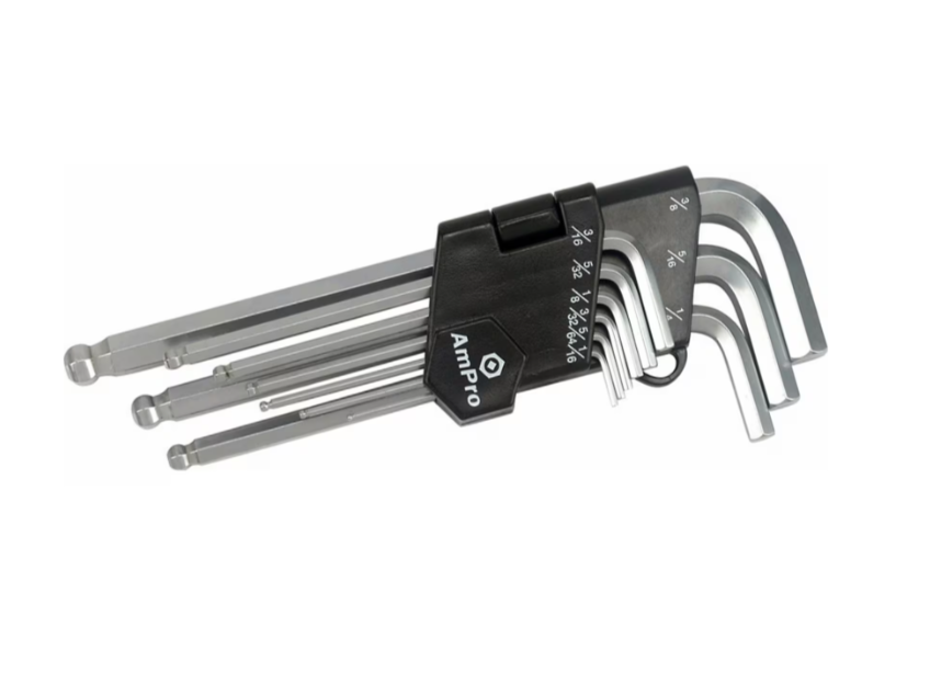Ampro Ballpoint Hex Key Set Long 9pc 1/16"-3/8"
