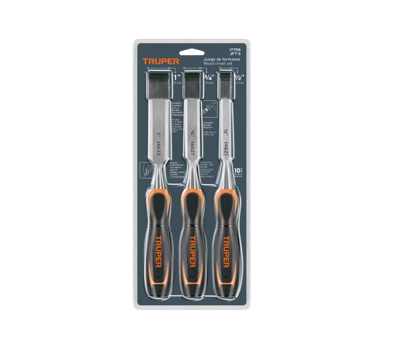 Truper Wood Chisel Set 3 Piece 1/2" 3/4" 1" 17759