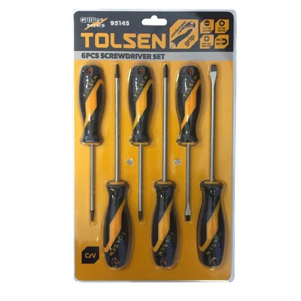 Tolsen 6Pce Screw Driver Set Tl95145 Sq1 & Sq2 Ip10