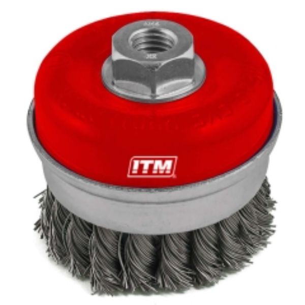 ITM Twist Knot Cup Brush Stainless Steel 75mm W/Band