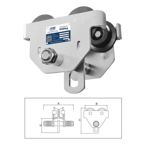ITM Push Girder Trolley-500 kg-64-152mm Beam Width