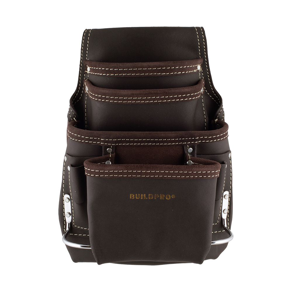 BUILDPRO Oil Tanned Leather Nail Bag