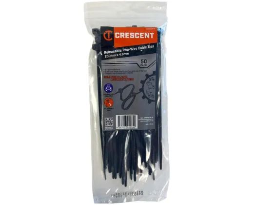 CRESCENT TWO WAY RELEASABLE CABLE TIE 200MM X 4.6MM 50PK