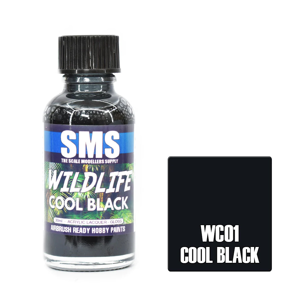 SMS Airbrush paint 30Ml Cool Black Acrylic Lacquer Scale Modellers Supply