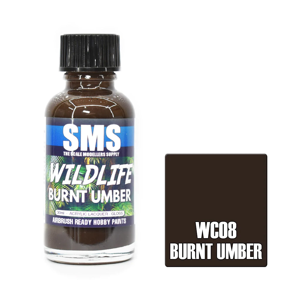SMS Airbrush paint 30Ml Burnt Umber Acrylic Lacquer Scale Modellers Supply