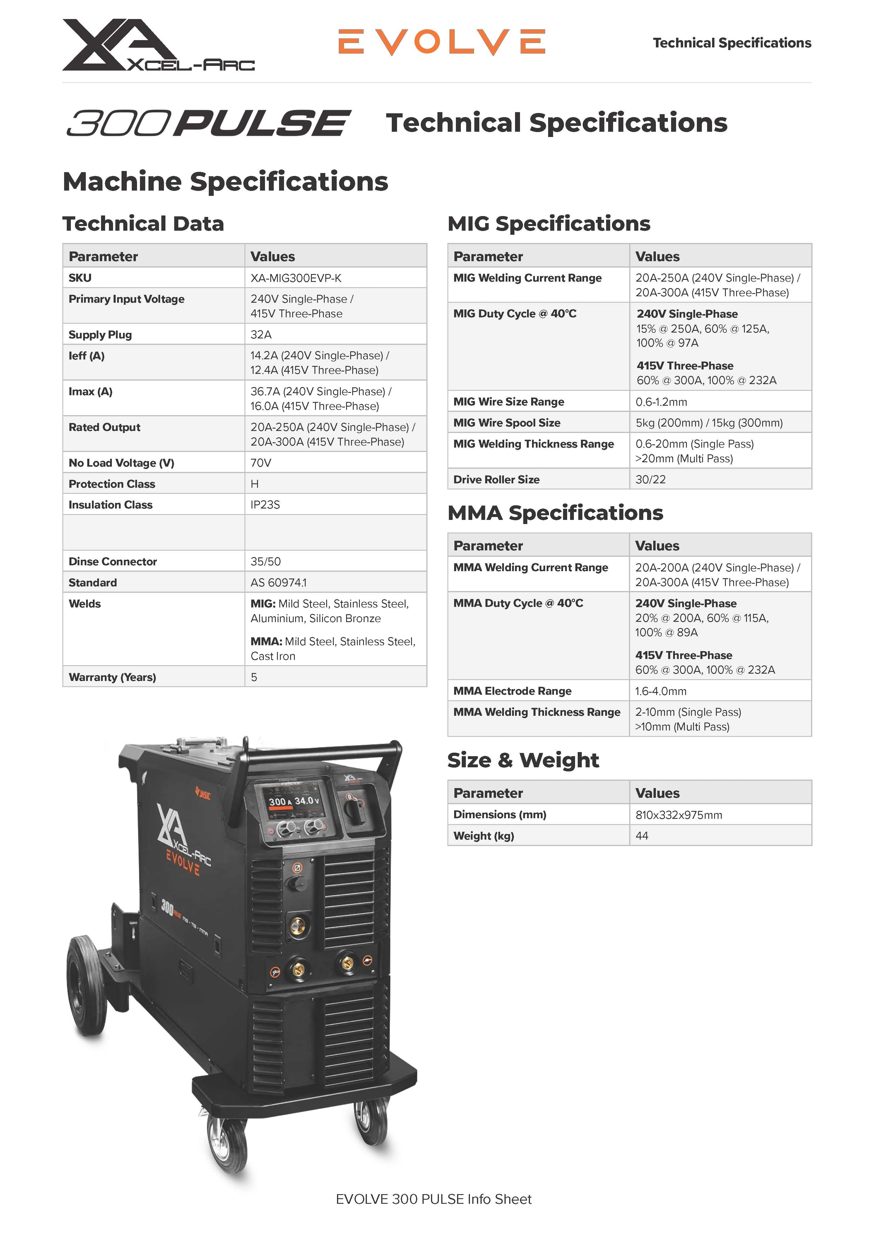 EVOLVE PULSE MIG300 Inverter Welder