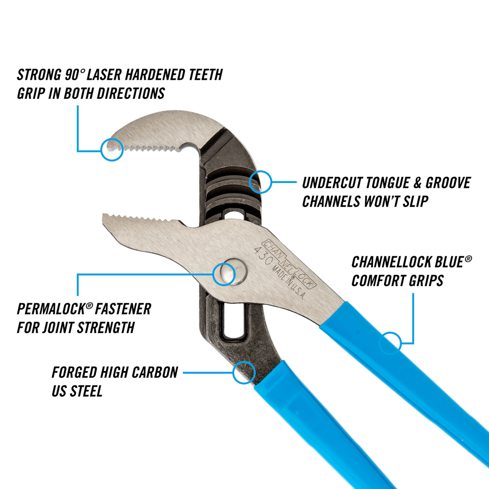 Channellock #430 STRAIGHT JAW T&G PLIER - 250mm