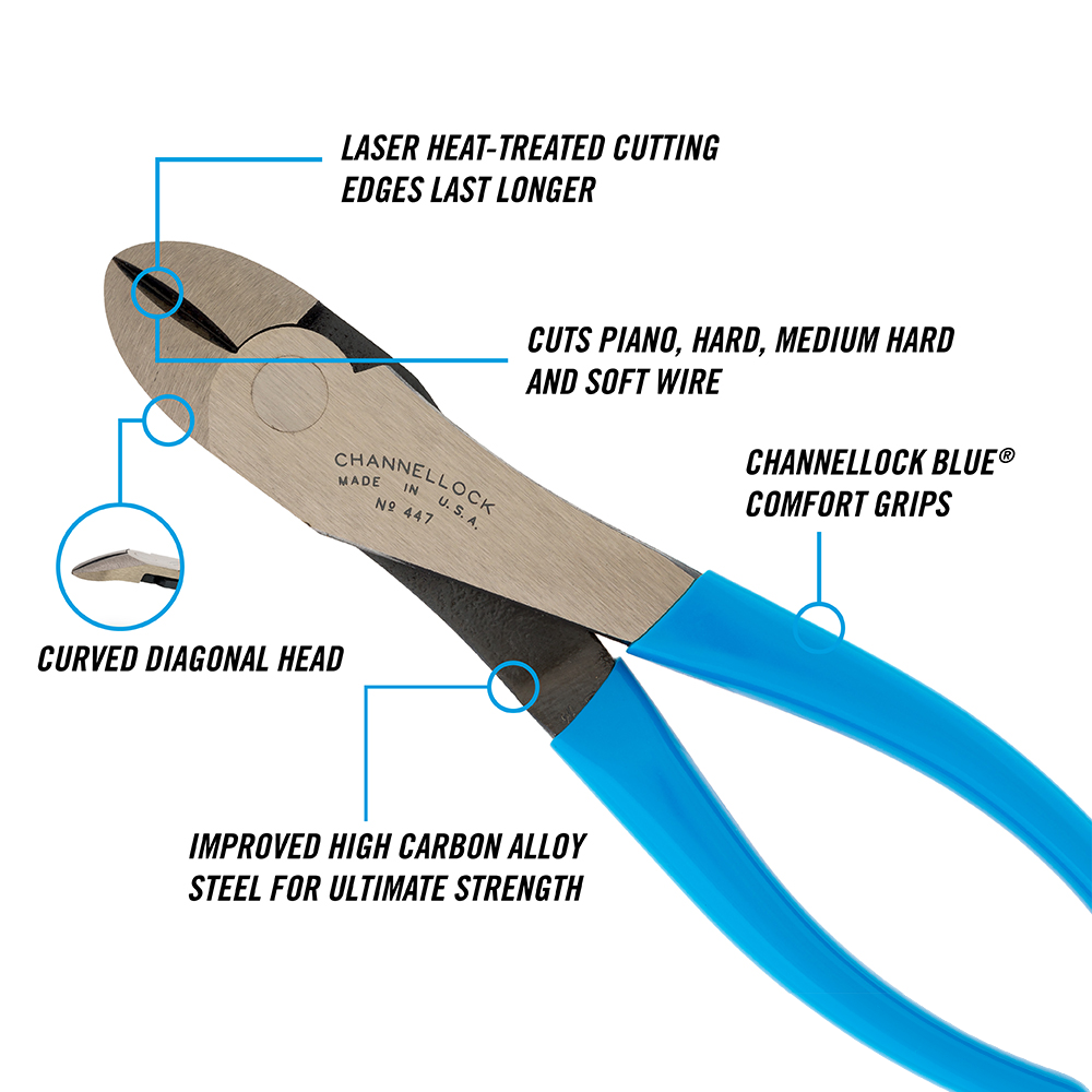 Channellock #447G CURVED CUTTING PLIER-175mm