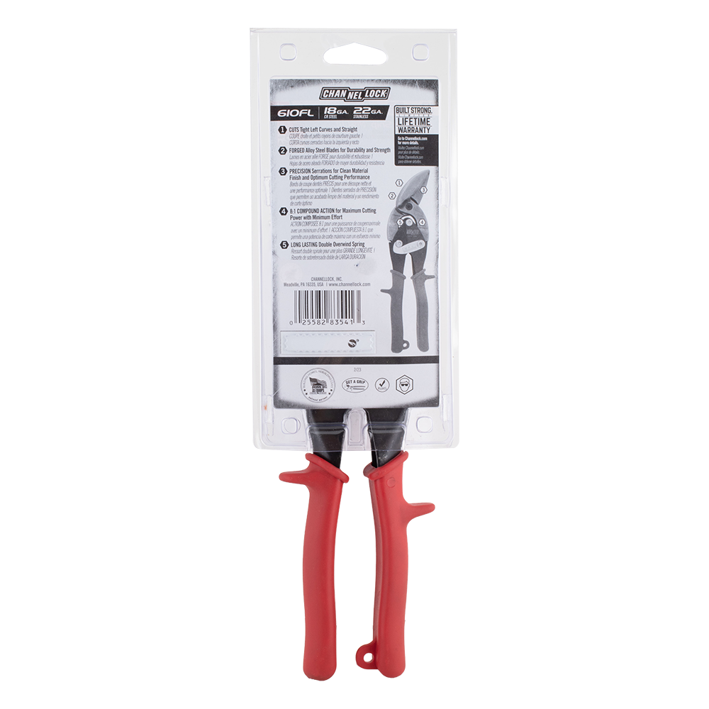 Channellock #610FL RED OFFSET AVIATION SNIP-LEFT CUT