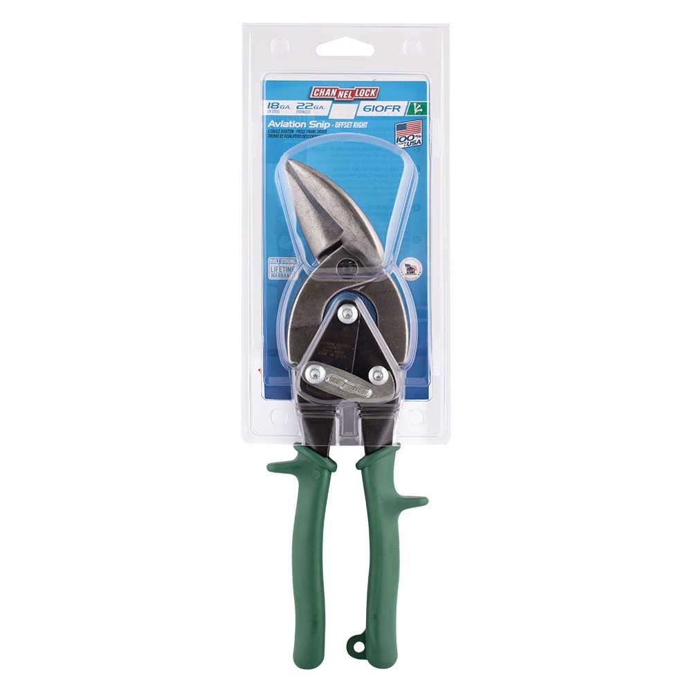 Channellock #610FR GREEN OFFSET AVIATION SNIP-RIGHT CUT