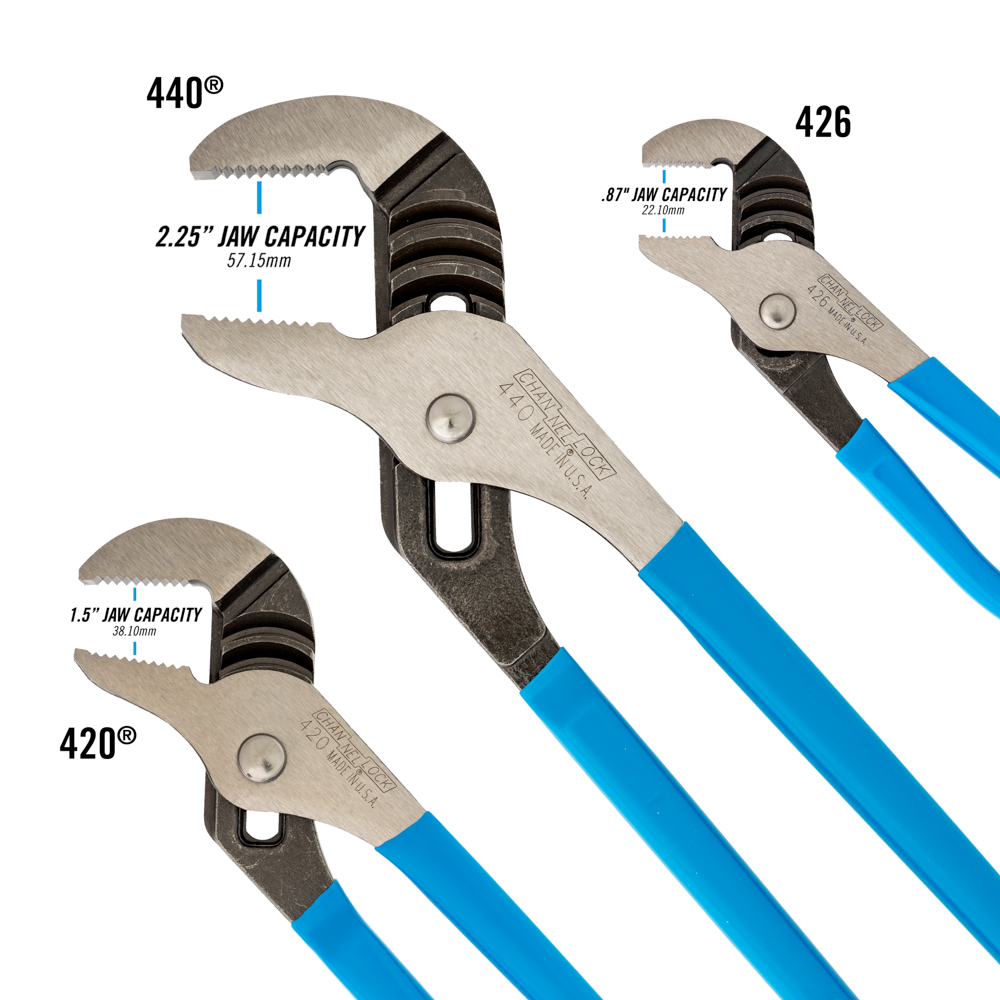 Channellock #GS-3 STRAIGHT JAW T&G PLIER SET-3 pc