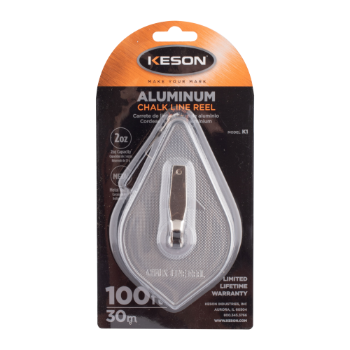 Keson aluminum chalk line reel packaging on a white background