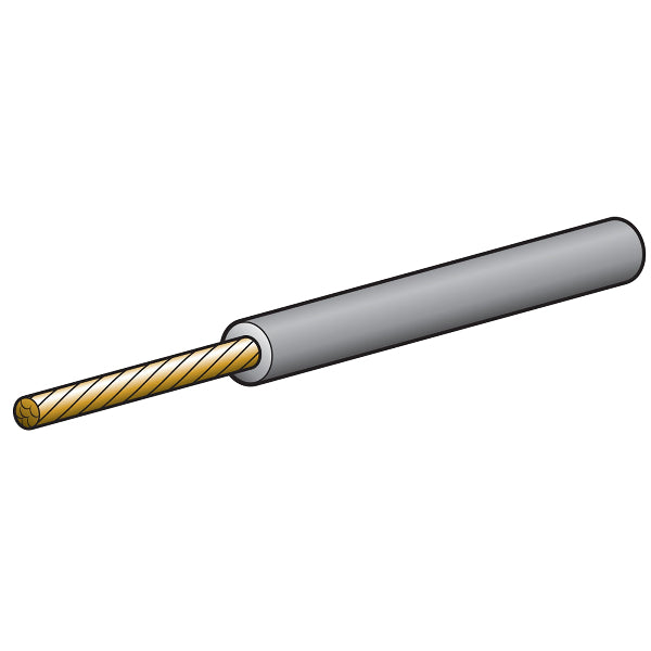 A single gray electrical cable with a 2.5mm diameter and visible insulation layer.