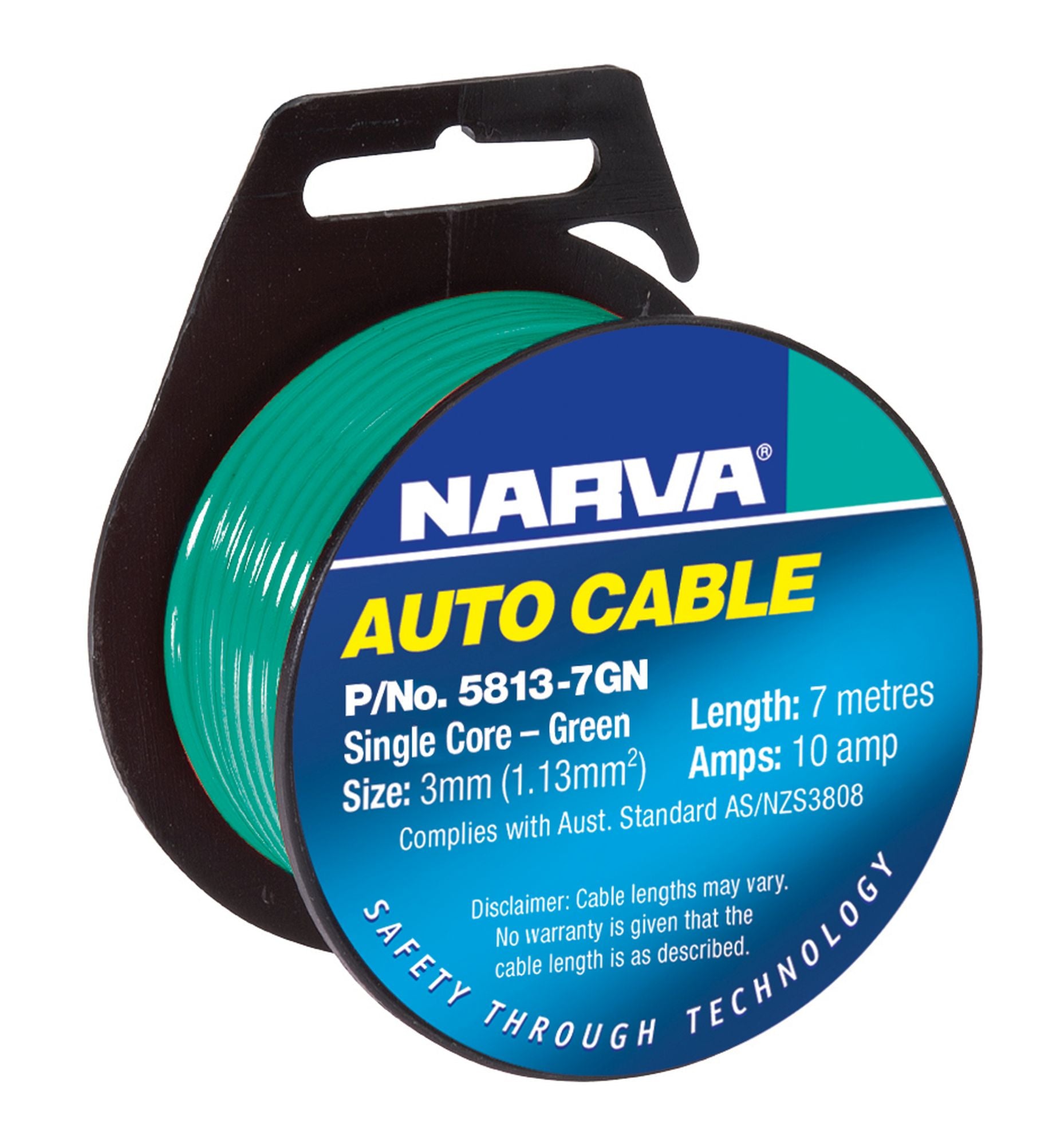 Narva Cable Single Core 3mm 7M Green