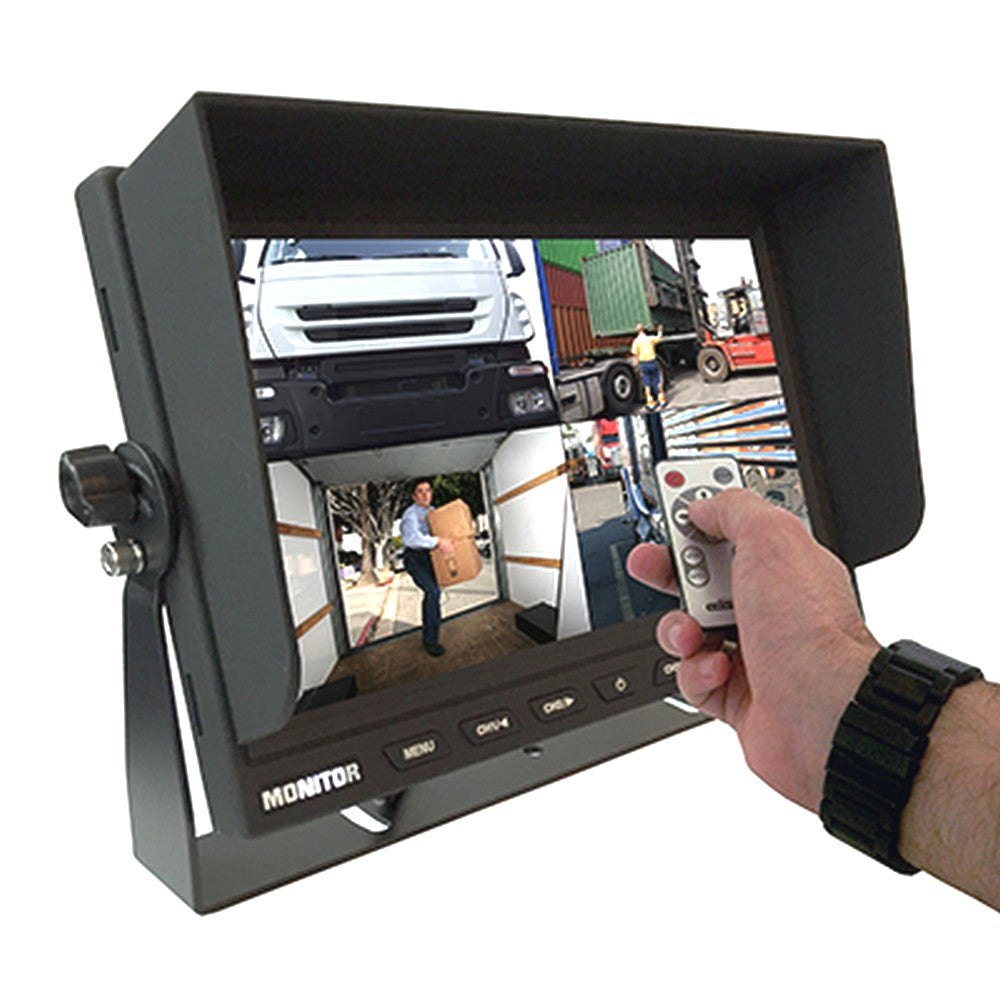 Rm90C-Quad 9in Dash Mount 4 Pin 12-24 Volt Lcd Monitor With Quad View
