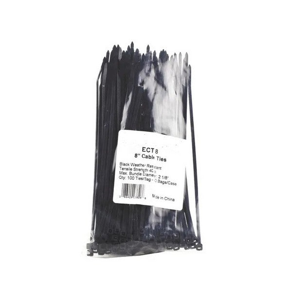 Cable Tie 206mm Long X 3.6mm Black Wide 100 Pk Dlg mms