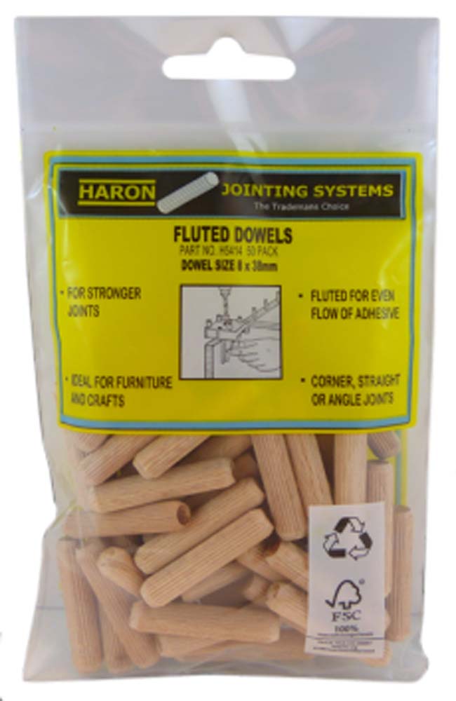 Haron Fluted Dowels 10mm X 38mm 100 Pk