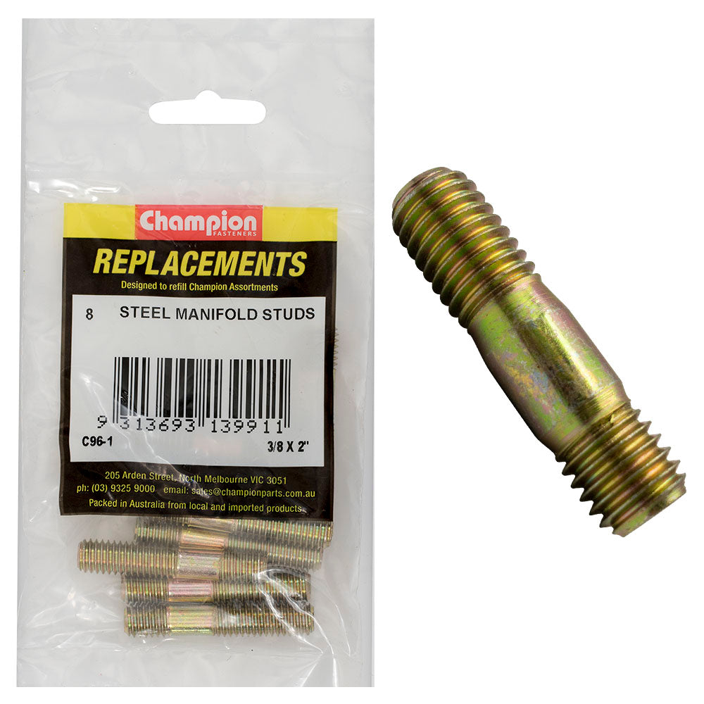 Champion M8 X 38mm X 1.25mm Manifold Stud-Steel-Nissan -10Pk