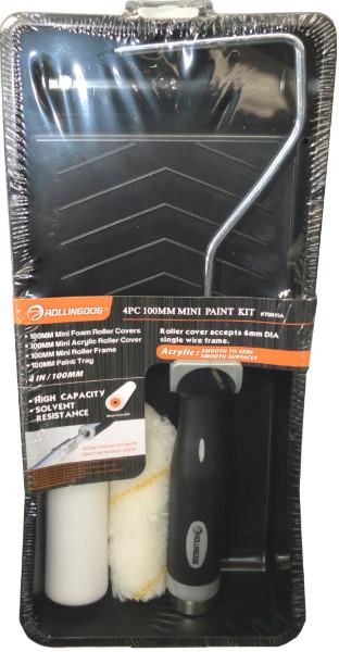 Rolling Dog Mini Paint Roller Kit With Tray Foam & Acrylic Sleeve 100mm