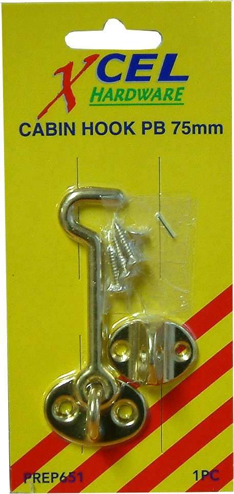 Xcel Cabin Hook - Polished Brass 100mm Carded