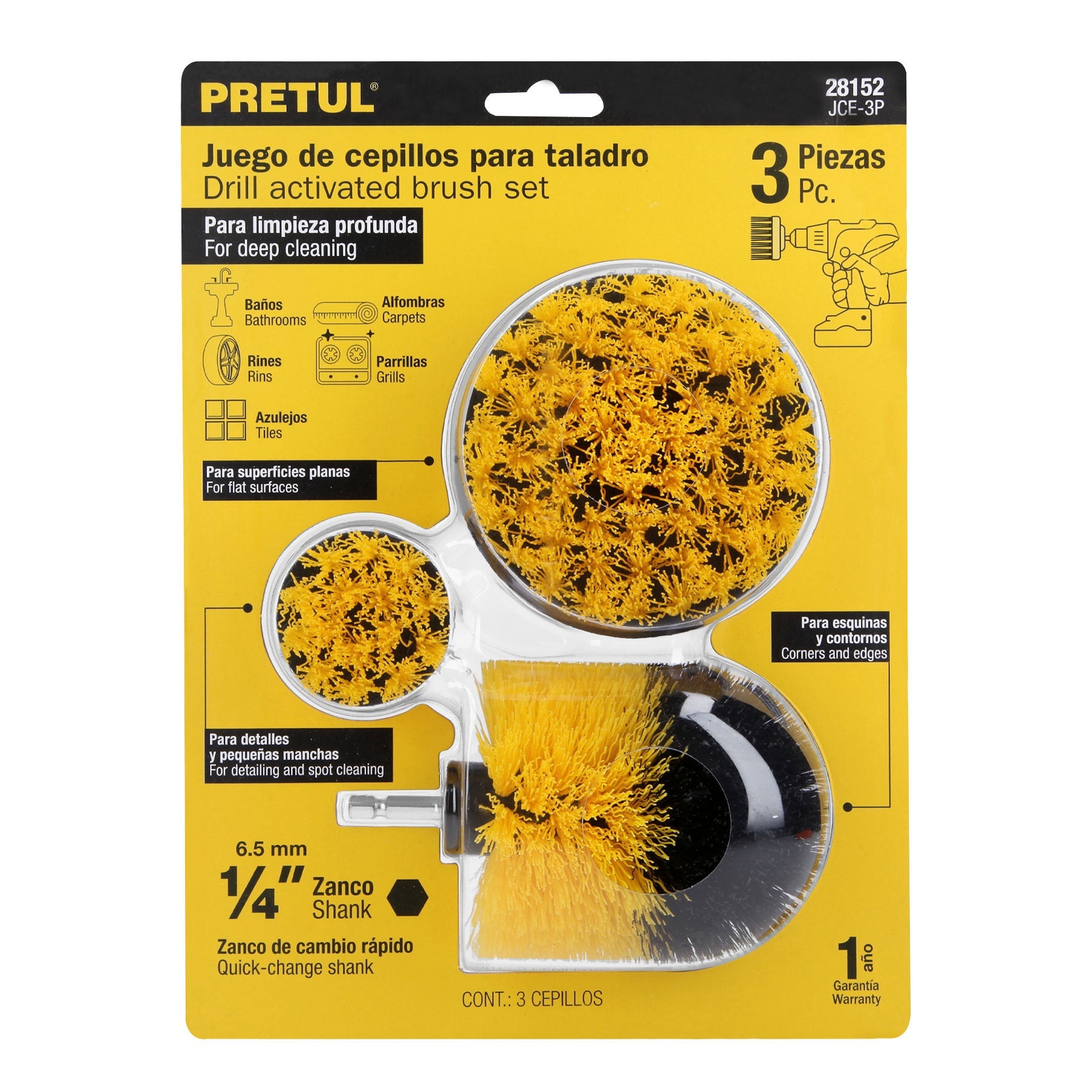 Pretul Drill Driven Cleaning Brush Set 3 Piece 28152