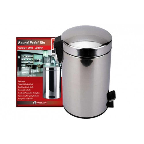 Redback Pedal Bin - Stainless Steel 20L